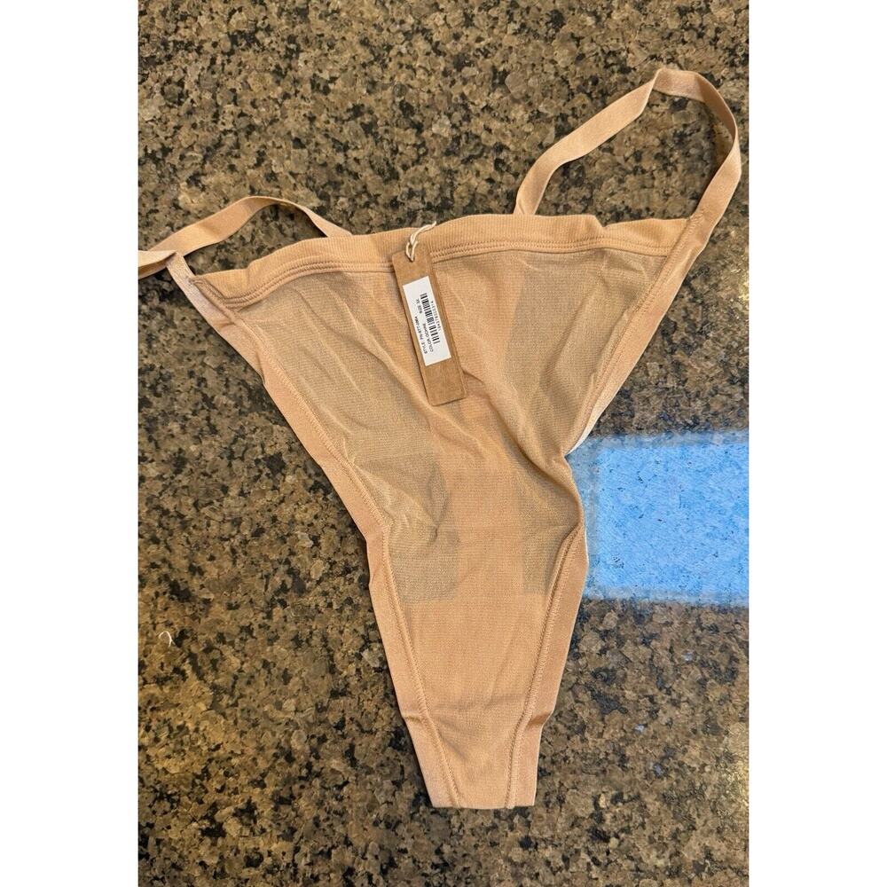 Skims Women’s Summer Mesh Mid-Rise Thong Panty Ochre PN-STT-0664 Sz 3X